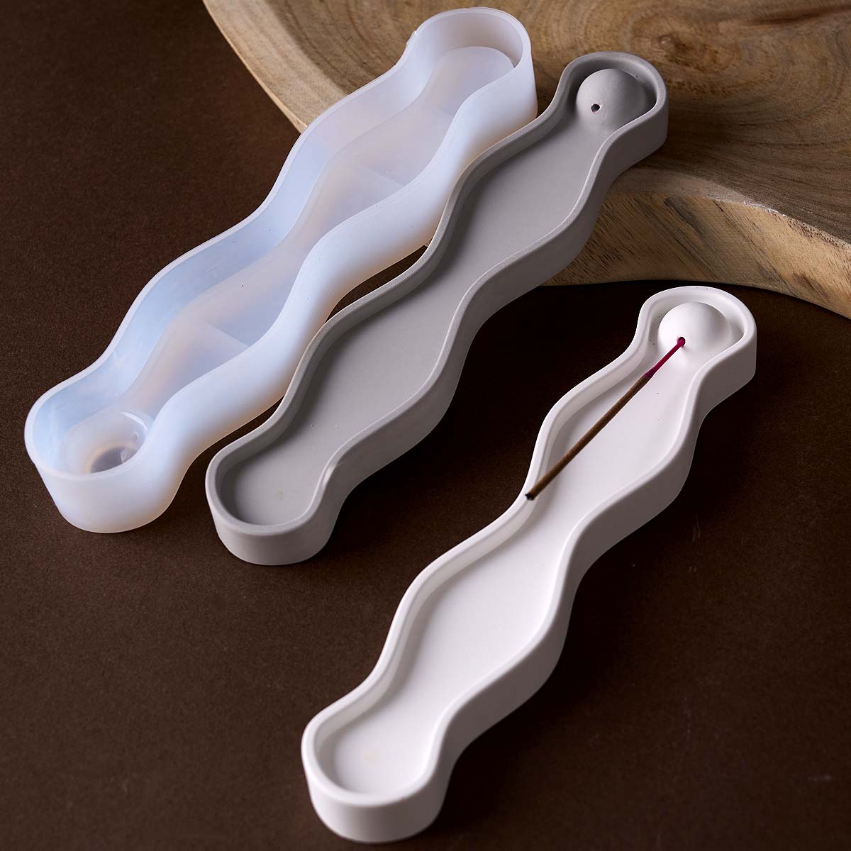 Serving Tray Mold - Wave Long Incense Insert Tray Silicone